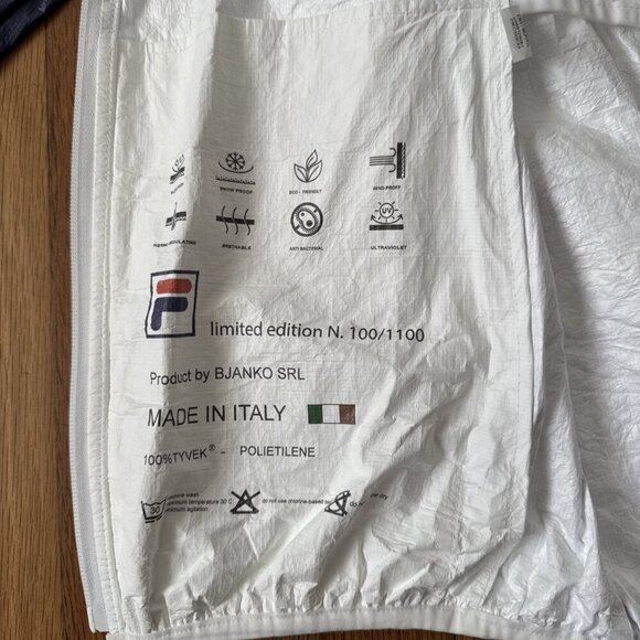 Fila X Acqua di Parma Limited Edition Tyvek Windbreaker Jacket Italy Aqua Time - Picture 4 of 6